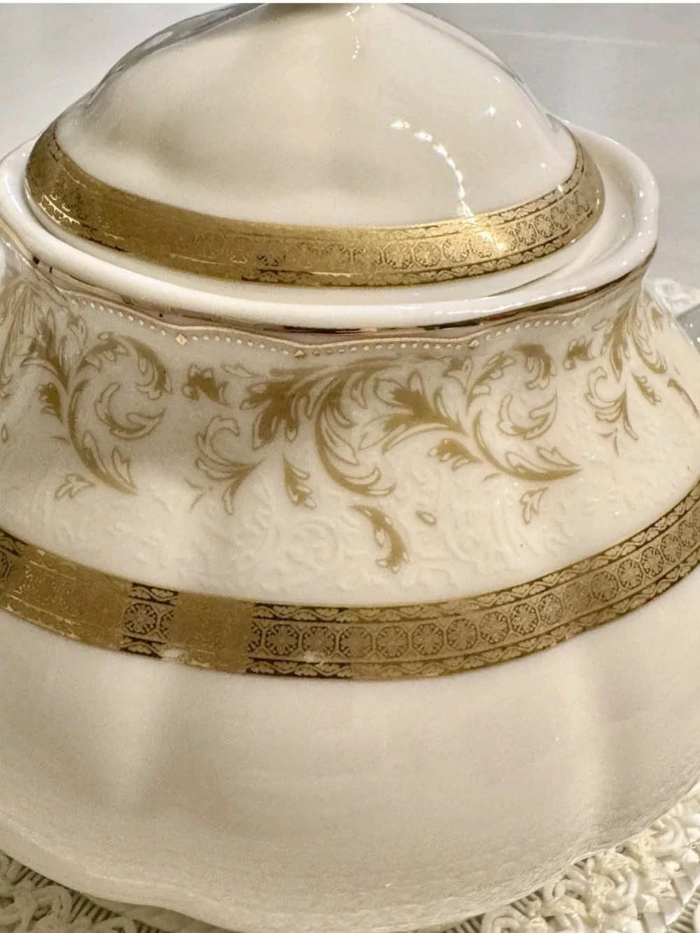 Park Chateau White and Gold Porcelain Tea Set - Classic  Teapot Cups Saucers